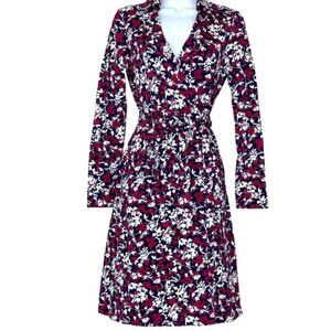 Diane Von Furstenberg Floral Wrap Dress (Size 2) Sheer Silk Sleeves Never Worn